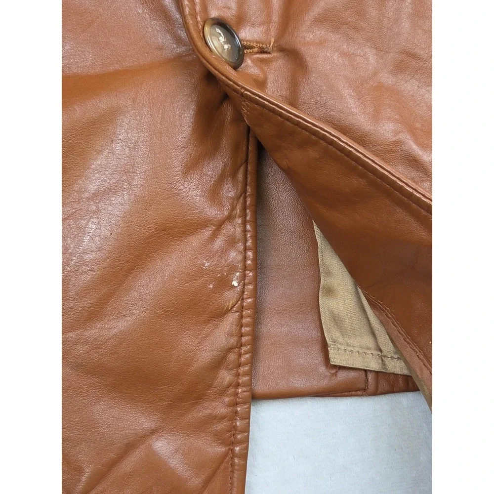 Vtg 1970s Cresco Men Brown Tan Leather Jacket 46 Workwear Western Cowboy Starsky